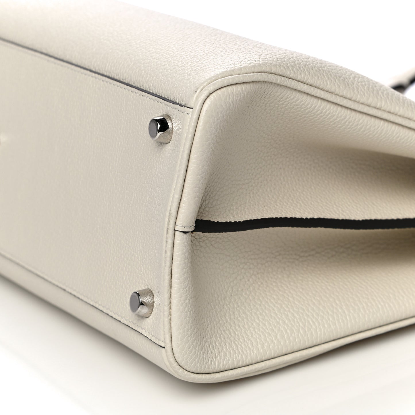 Grainy Calfskin Medium Zumi Top Handle Bag Mystic White