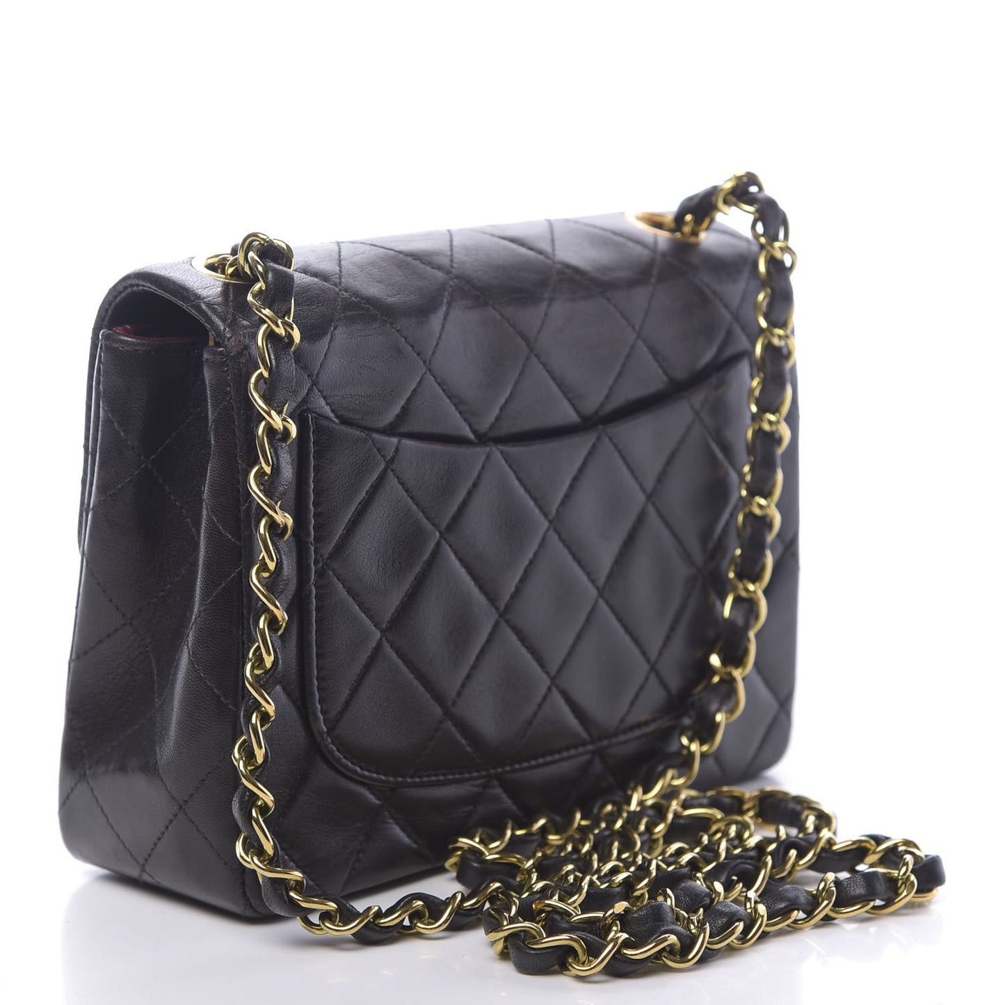 Lambskin Quilted Mini Square Flap Black