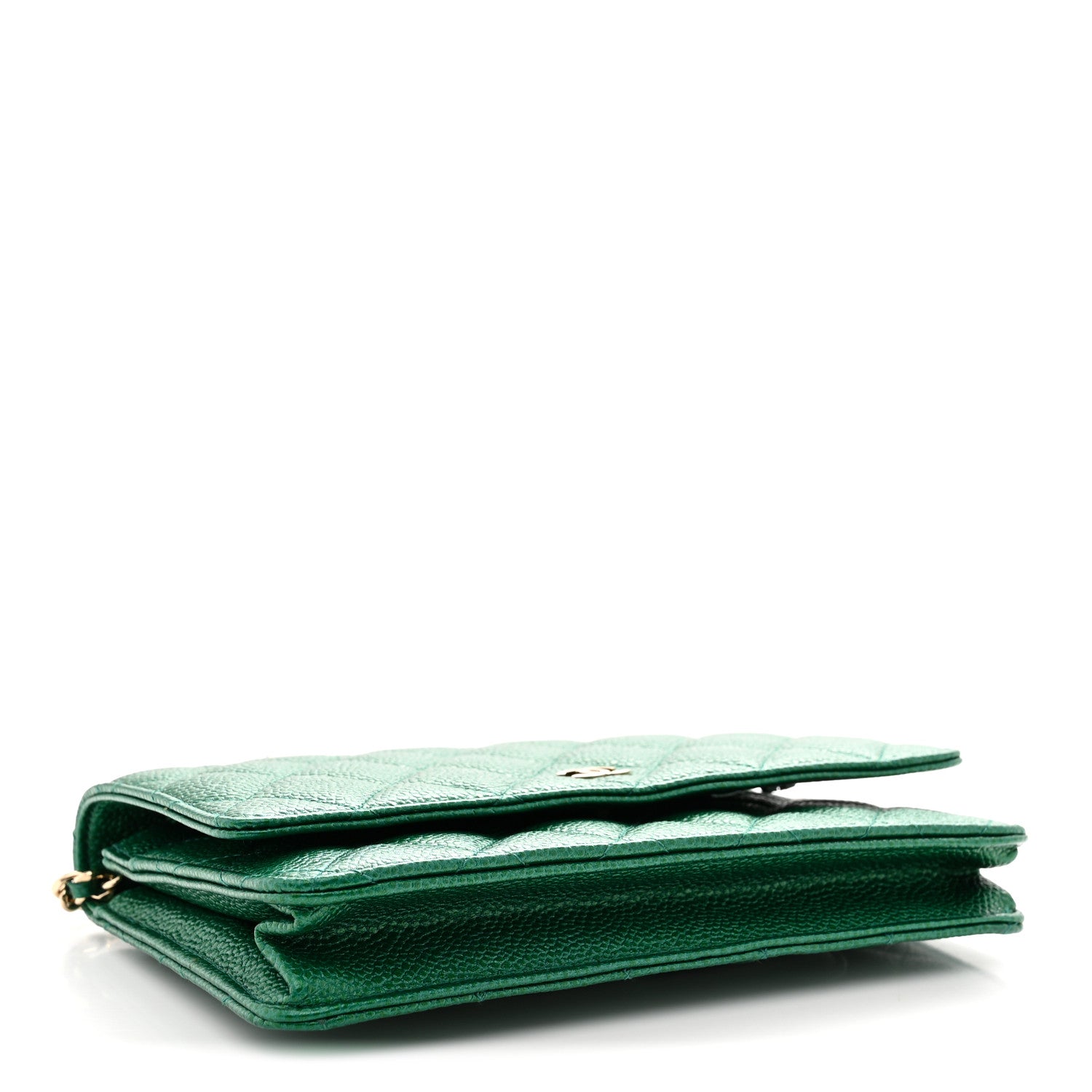Chanel Metallic Caviar Quilted Wallet On Chain WOC Green 4 of 11