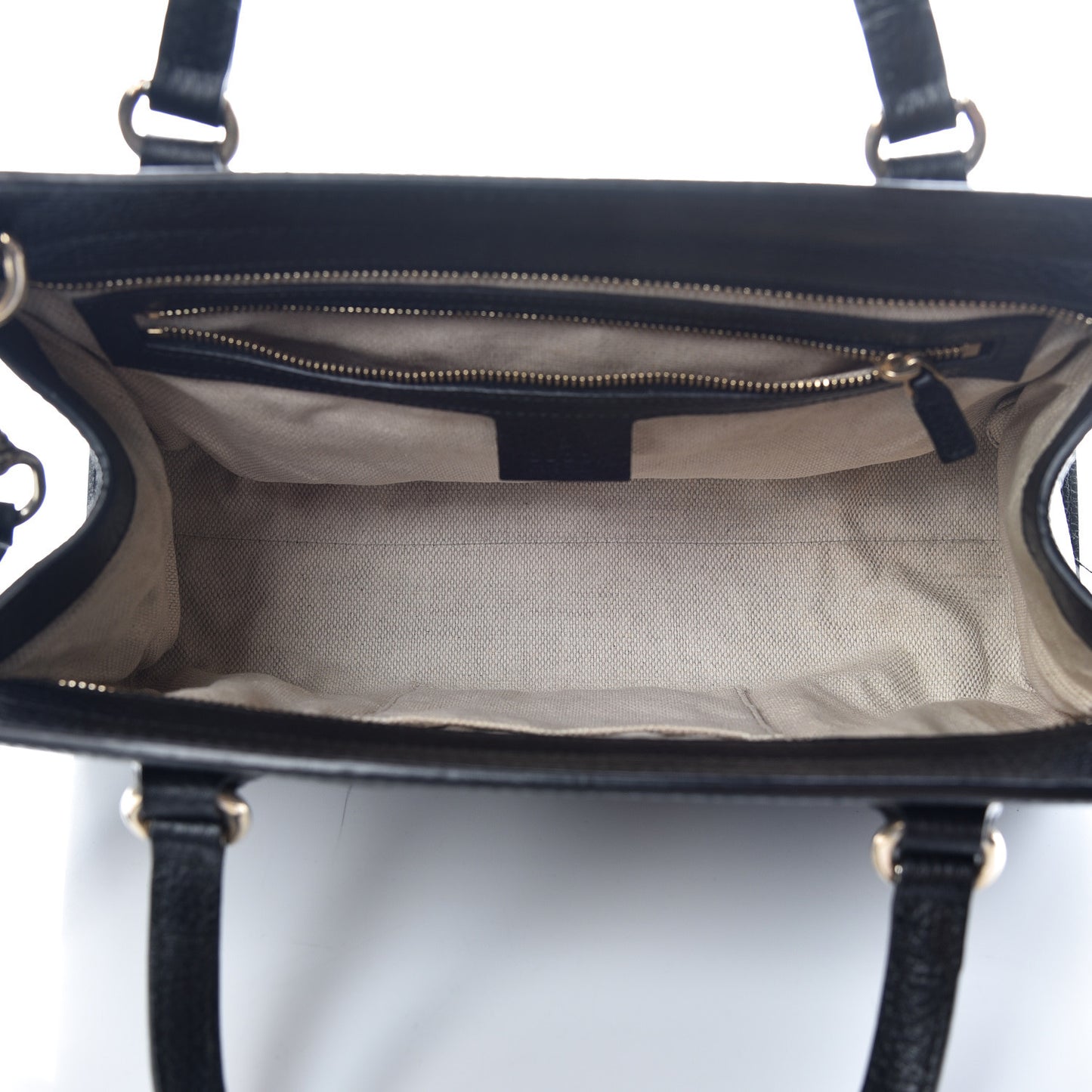 Pebbled Calfskin Medium Soho Top Handle Satchel Black