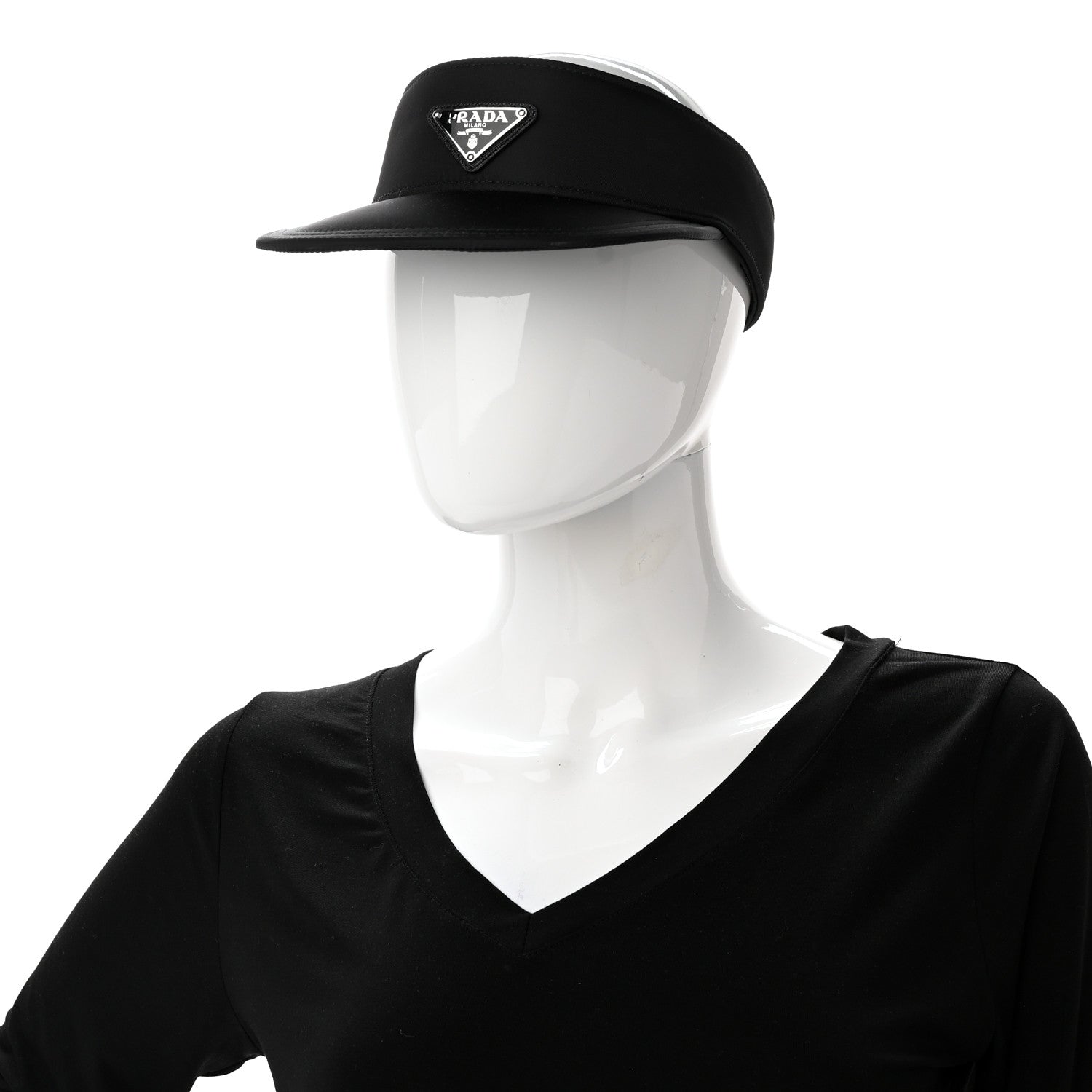 Prada Nylon Triango Metal Triangle Logo Mens Visor L Black 2 of 9