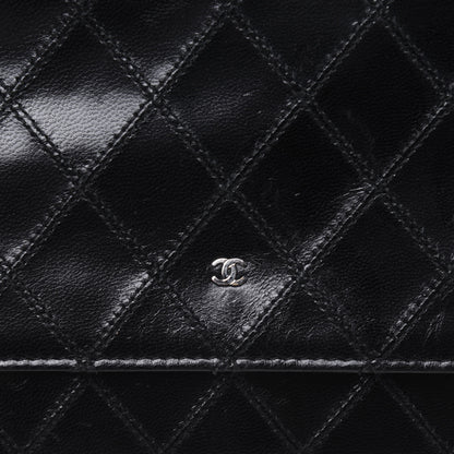 Chanel Lambskin Diamond Stitched Wallet On Chain WOC Black 22 of 24