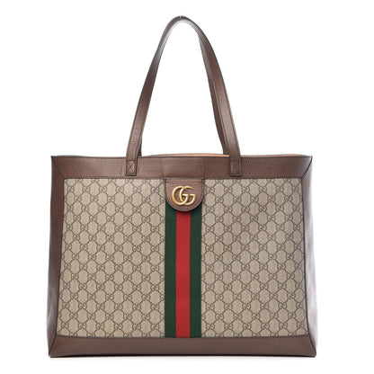 Gucci GG Supreme Monogram Web Ophidia Tote Brown 1 of 14