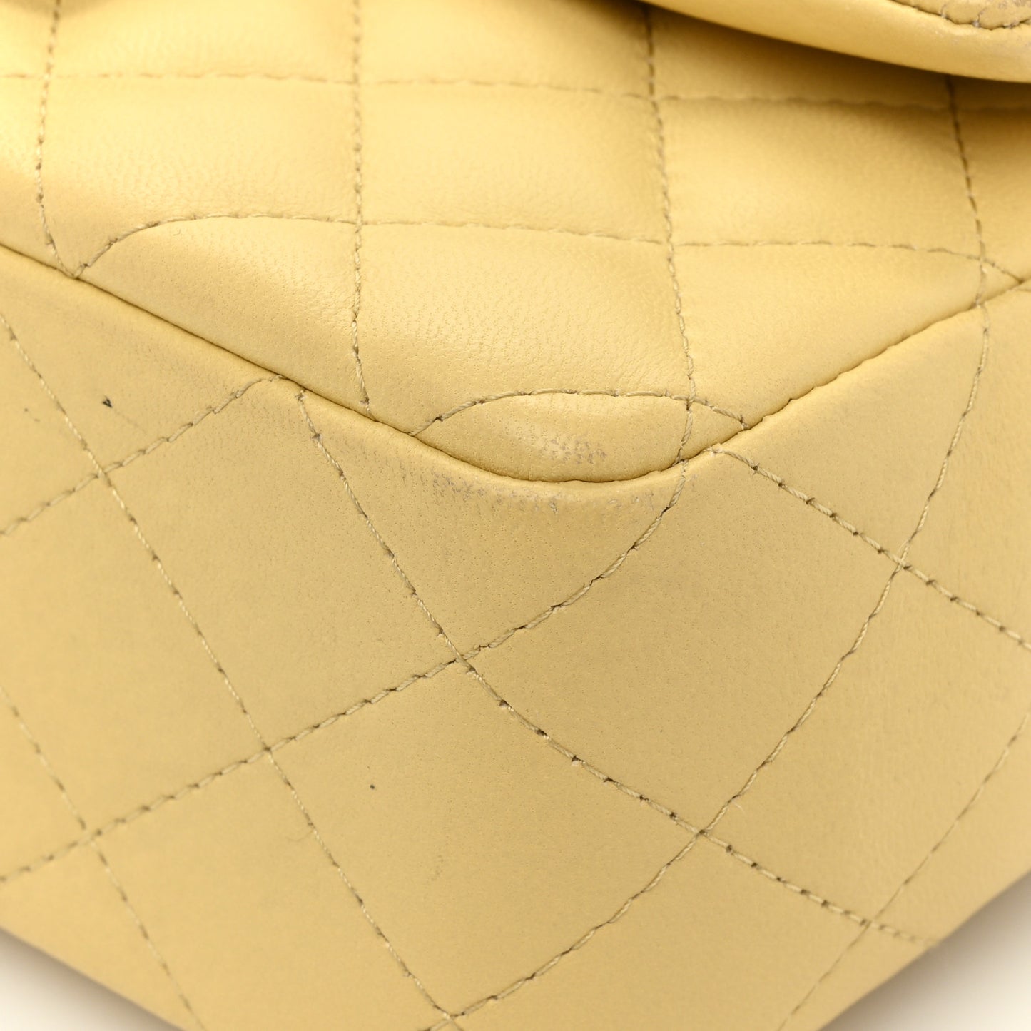 Lambskin Quilted Mini Rectangular Flap Yellow