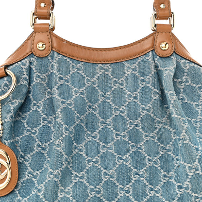 Gucci Denim Monogram Medium Sukey Tote Blue 8 of 20