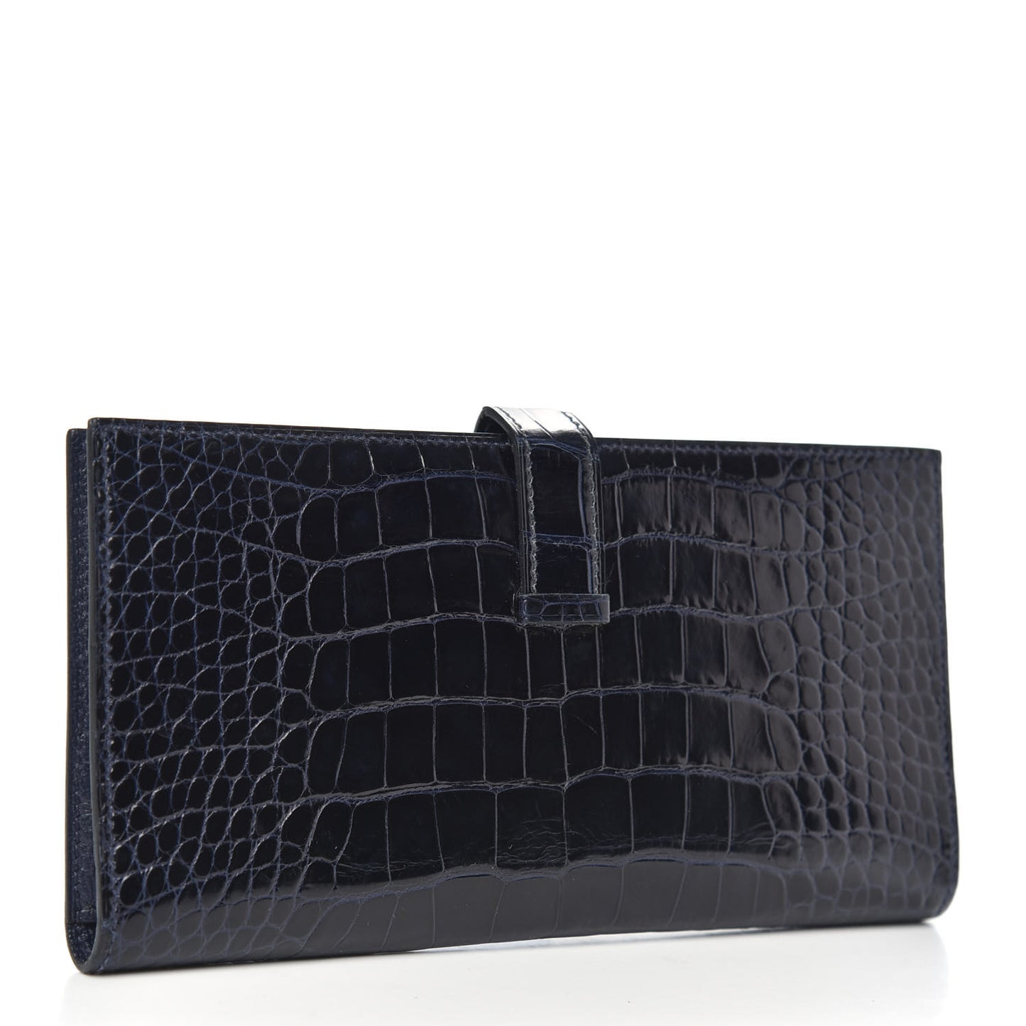Shiny Alligator Bearn Wallet Bleu Marine