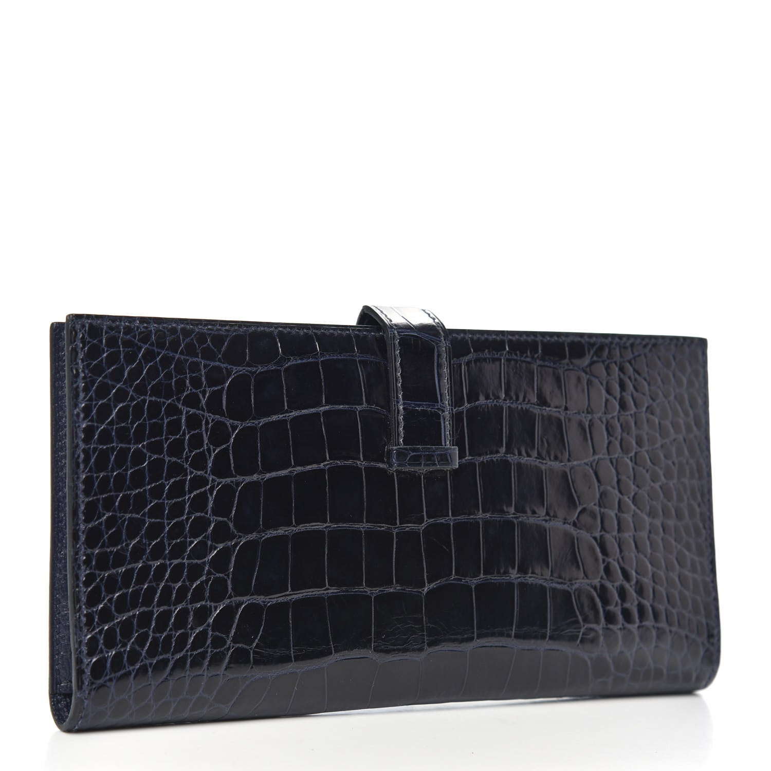 Hermes Shiny Alligator Bearn Wallet Bleu Marine 3 of 8