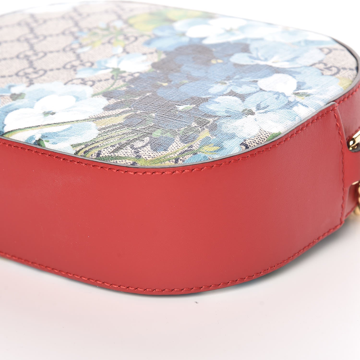 Gucci GG Supreme Monogram Blooms Mini Chain Shoulder Bag Beige Blue Navy Hibiscus Red 6 of 9