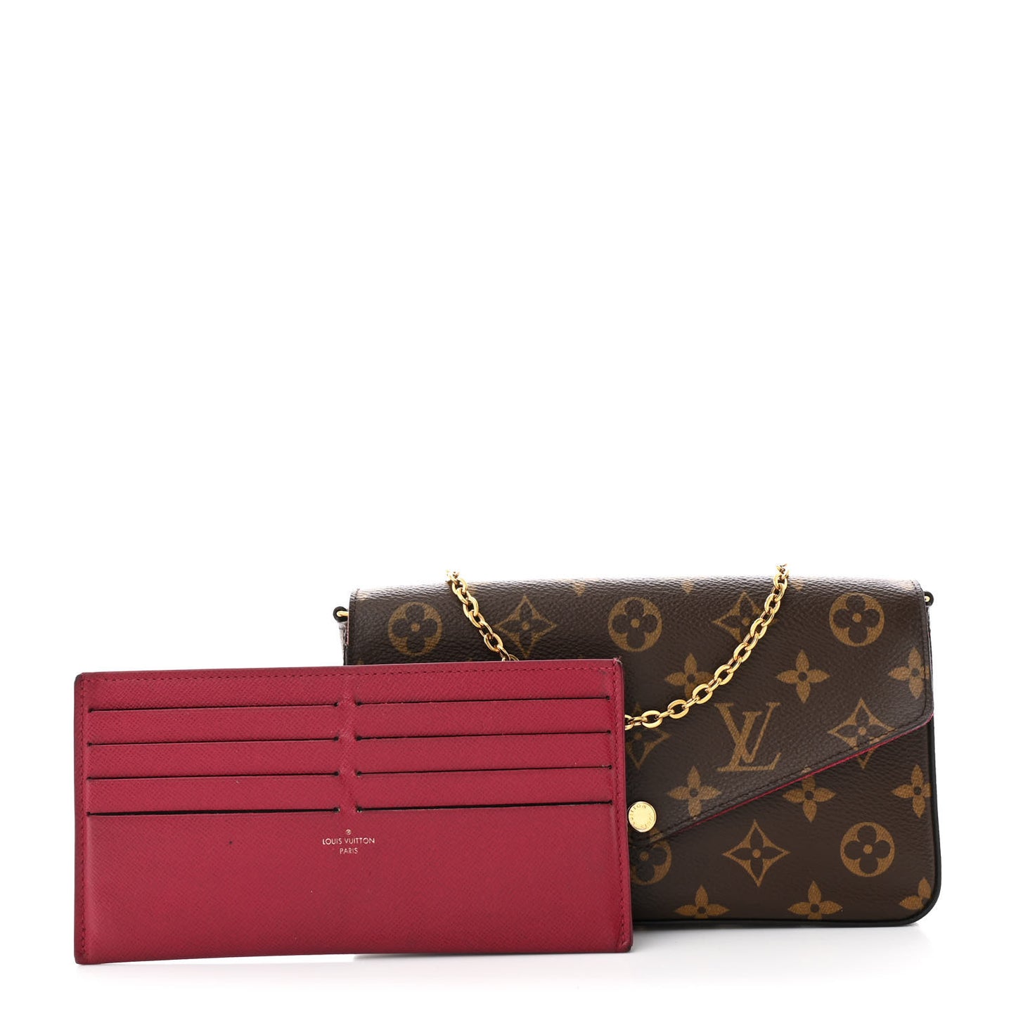 Monogram Pochette Felicie Chain Wallet Fuchsia