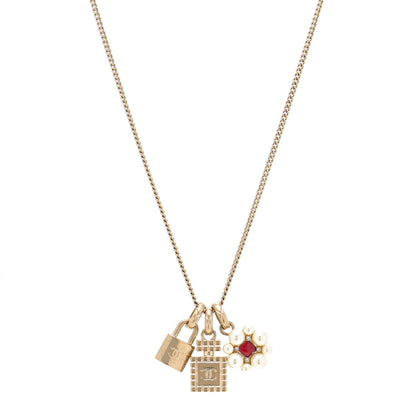 Chanel Metal 3 Charms Necklace Gold 1 of 5