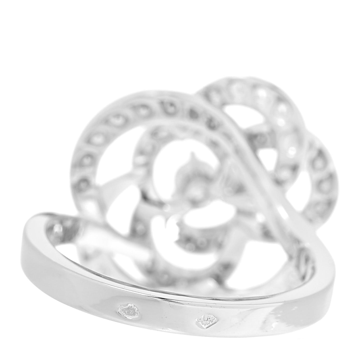 Chanel 18K White Gold Diamond Medium Fil de Camelia Ring 55 7.25 2 of 4