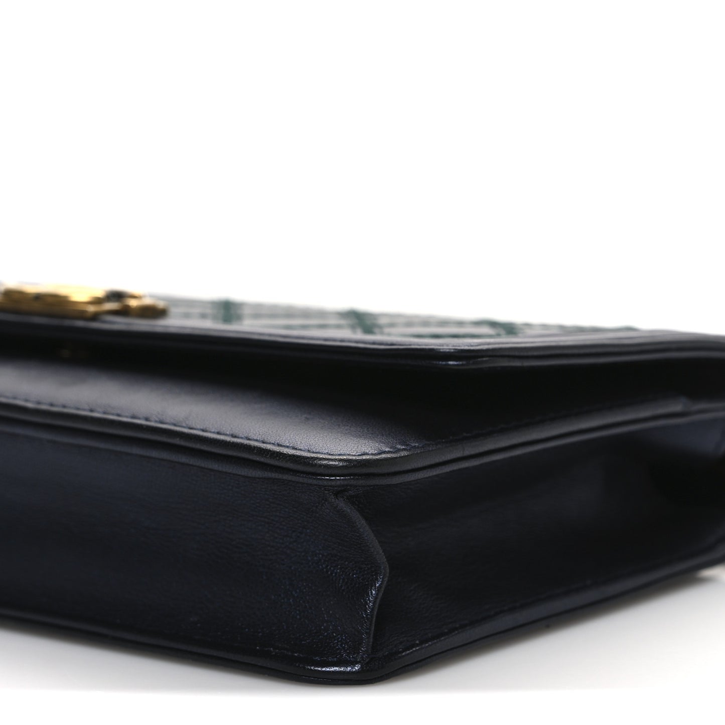 Calfskin Double Stitch Boy Wallet On Chain WOC Navy
