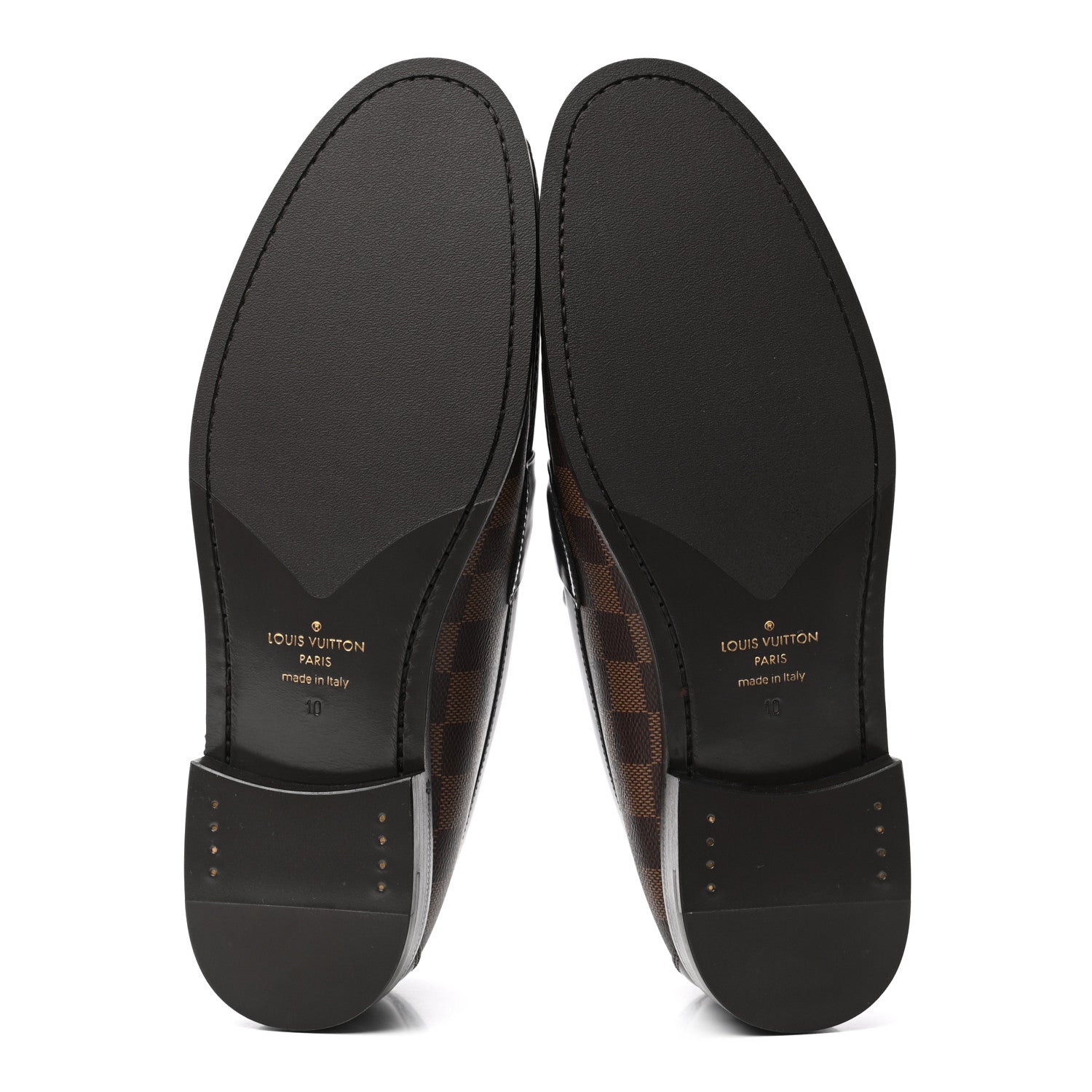 Louis Vuitton Damier Ebene Calfskin Mens Major Loafers 10 6 of 9
