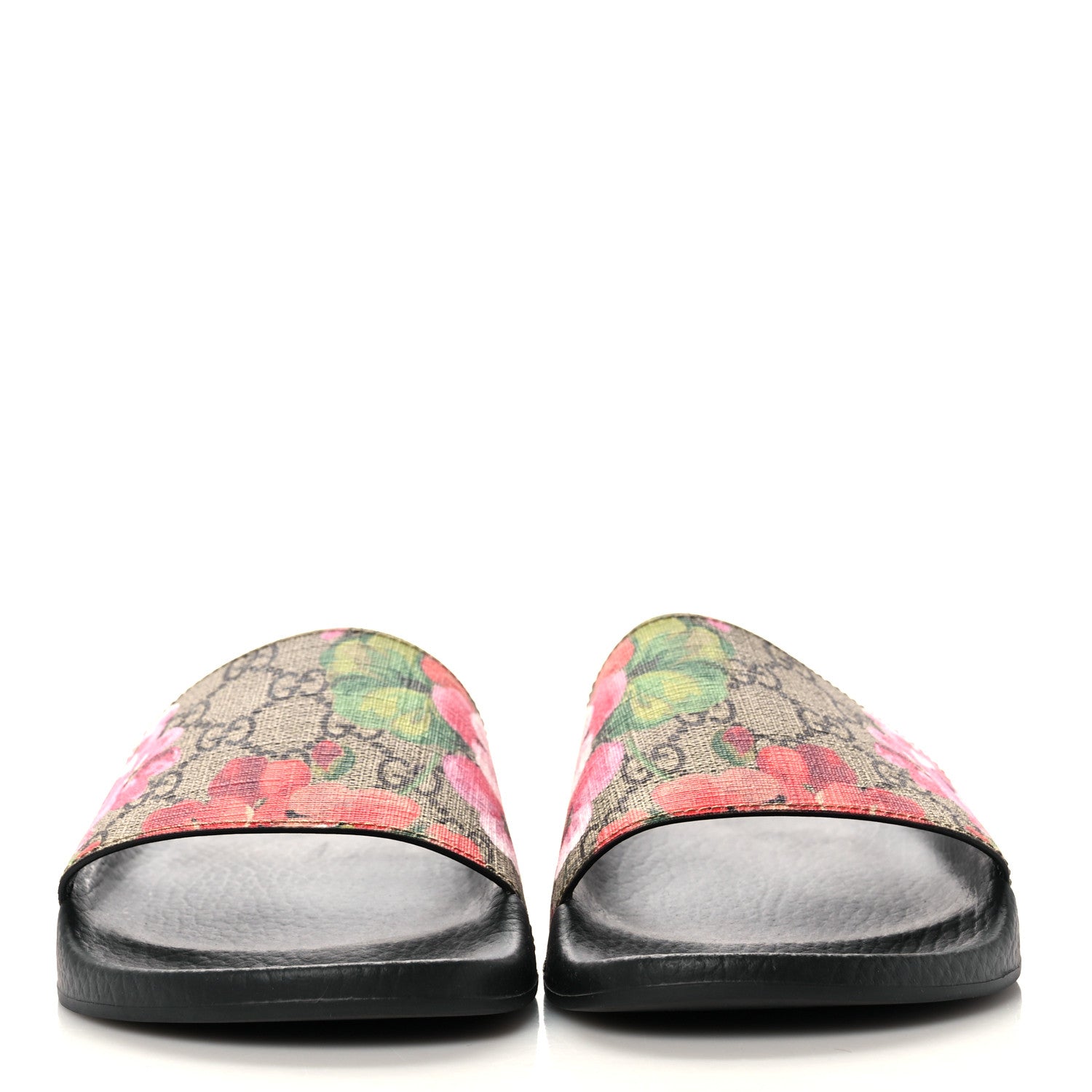 Gucci GG Supreme Monogram Blooms Slide Sandals 39 Beige Multicolor 2 of 9