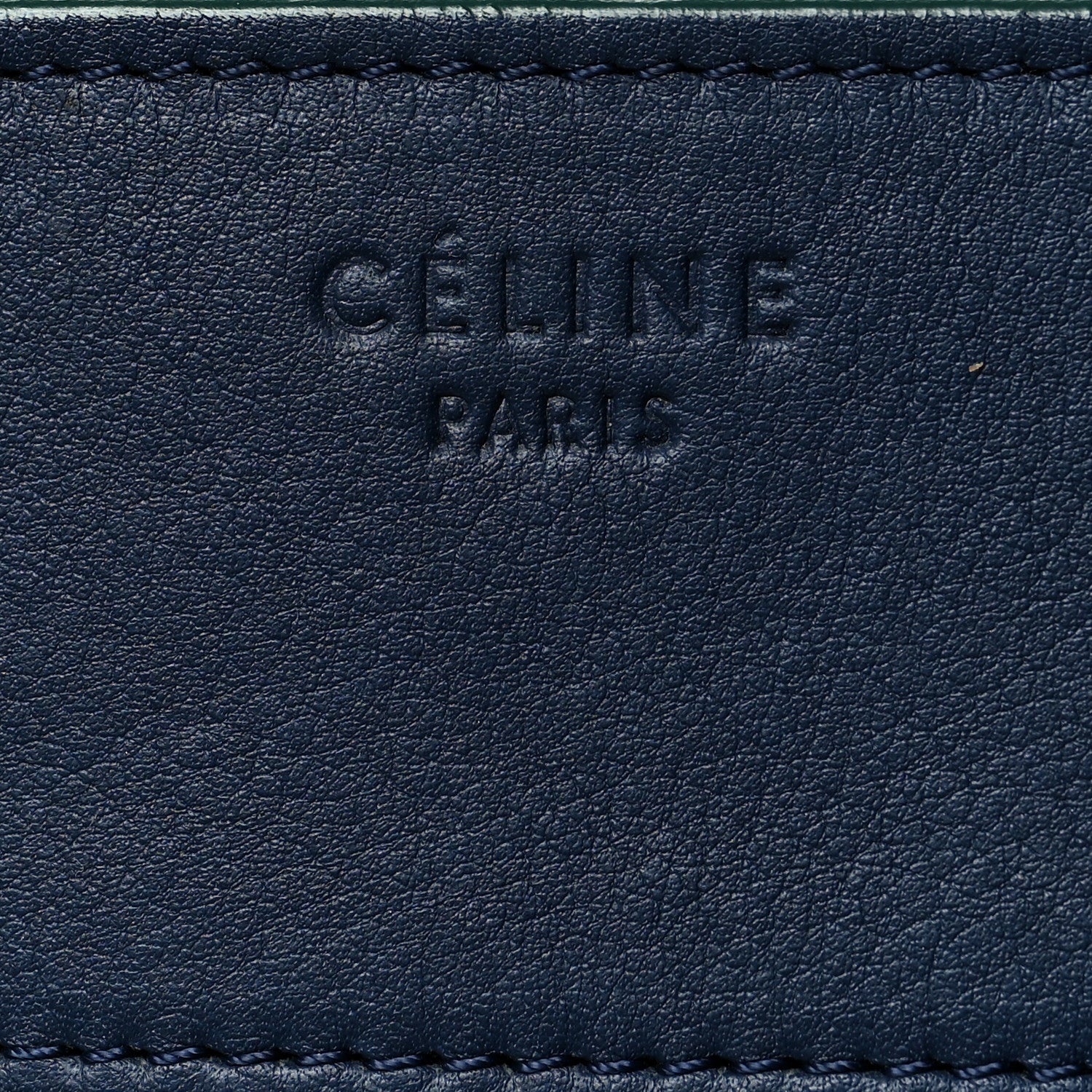 Celine Supple Calfskin Medium Phantom Luggage Navy Blue Green Trim 5 of 8