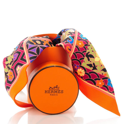Hermes Silk Collections Imperiales Twilly Orange Fuchsia Black 3 of 6