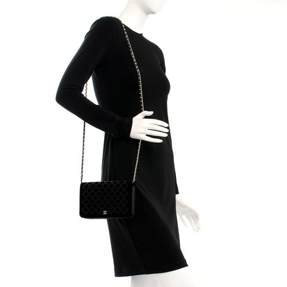 Chanel Velvet Studded Wallet On Chain WOC Black 2 of 9