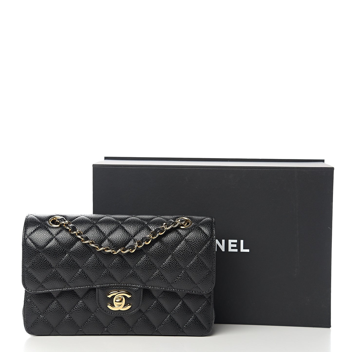 Caviar Quilted Small Double Flap Black