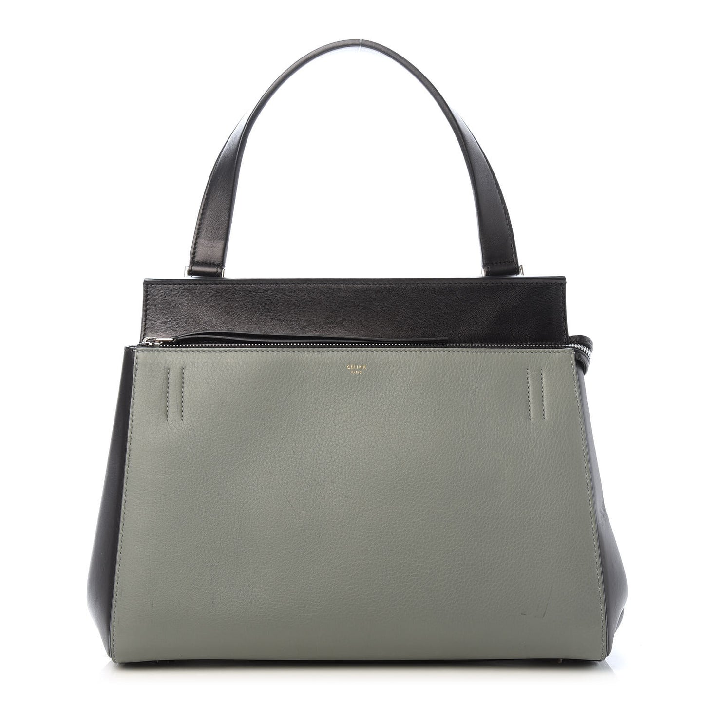 Calfskin Medium Bi-Color Edge Shoulder Bag Almond
