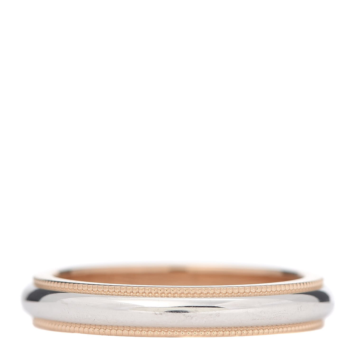 Tiffany Platinum 18K Rose Gold 3mm Milgrain Band Ring 53 6.5 3 of 4