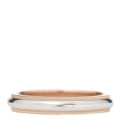 Tiffany Platinum 18K Rose Gold 3mm Milgrain Band Ring 53 6.5 3 of 4