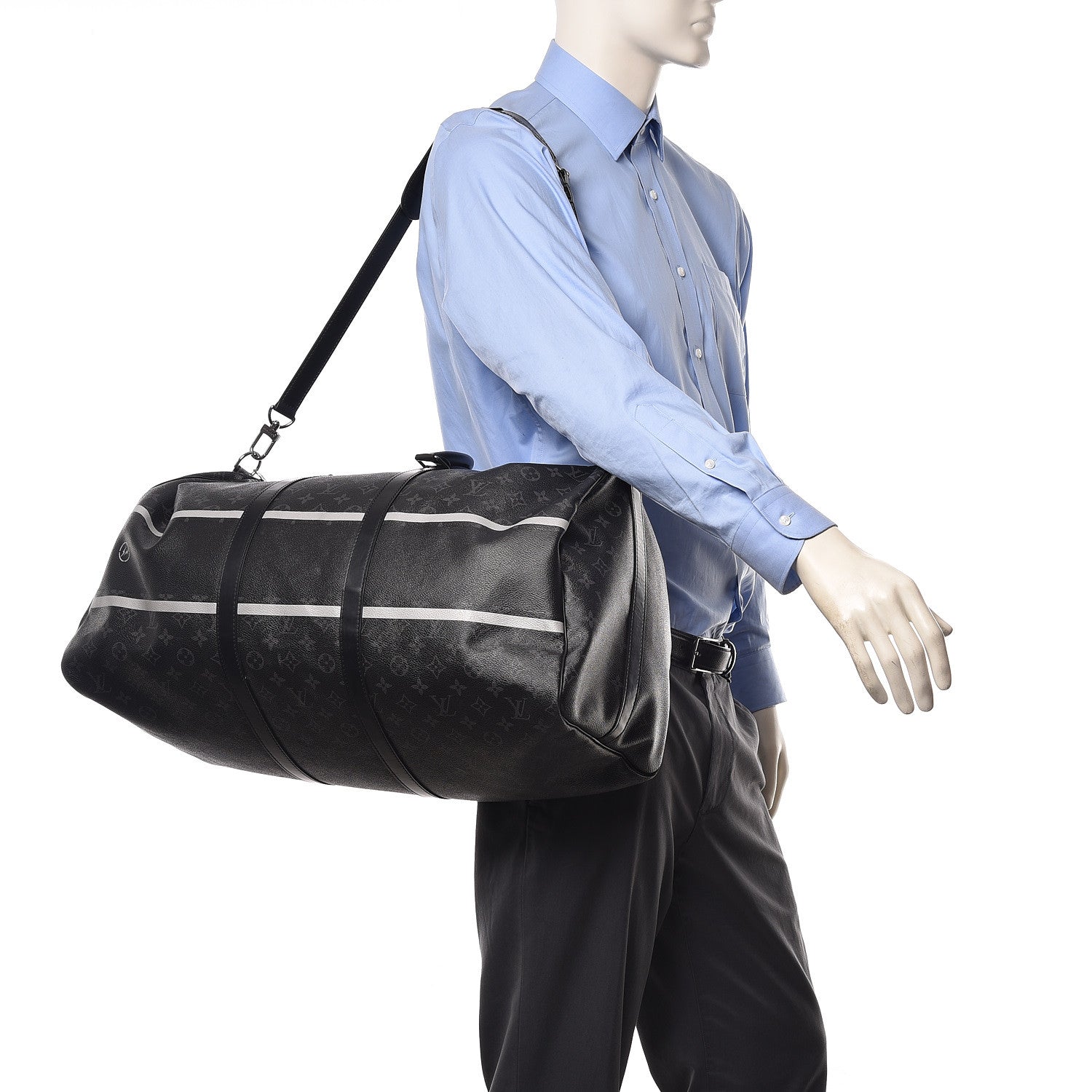 Louis Vuitton X FUJIWARA Monogram Eclipse Flash Fragment Keepall Bandouliere 55 2 of 14