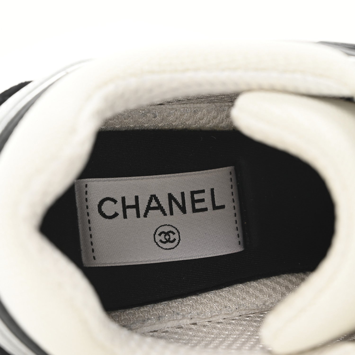 Chanel Mesh Suede Calfskin Grained Calfskin Womens CC Sneakers 40 Black White Silver 16 of 18