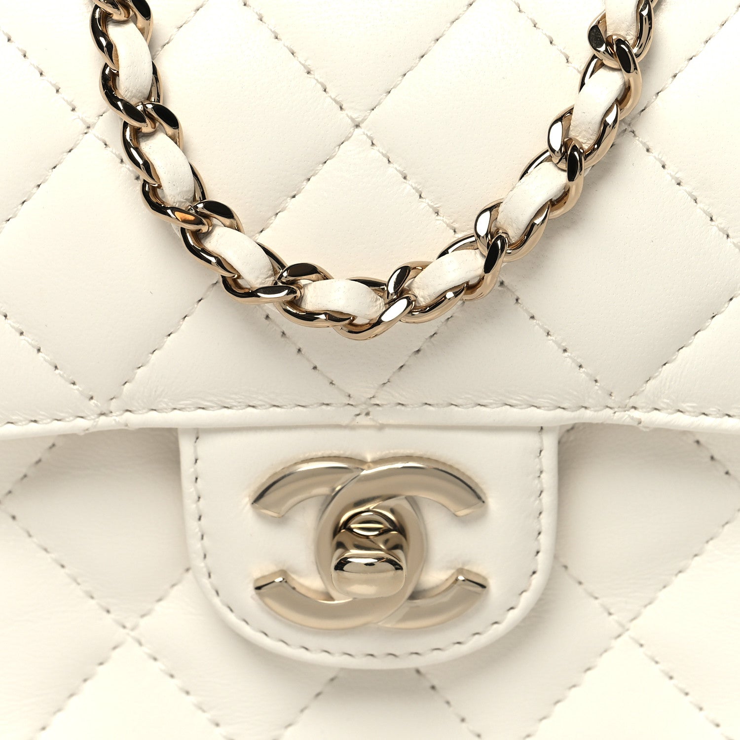 Chanel Lambskin Quilted Mini Crystal Top Handle Rectangular Flap White 8 of 11