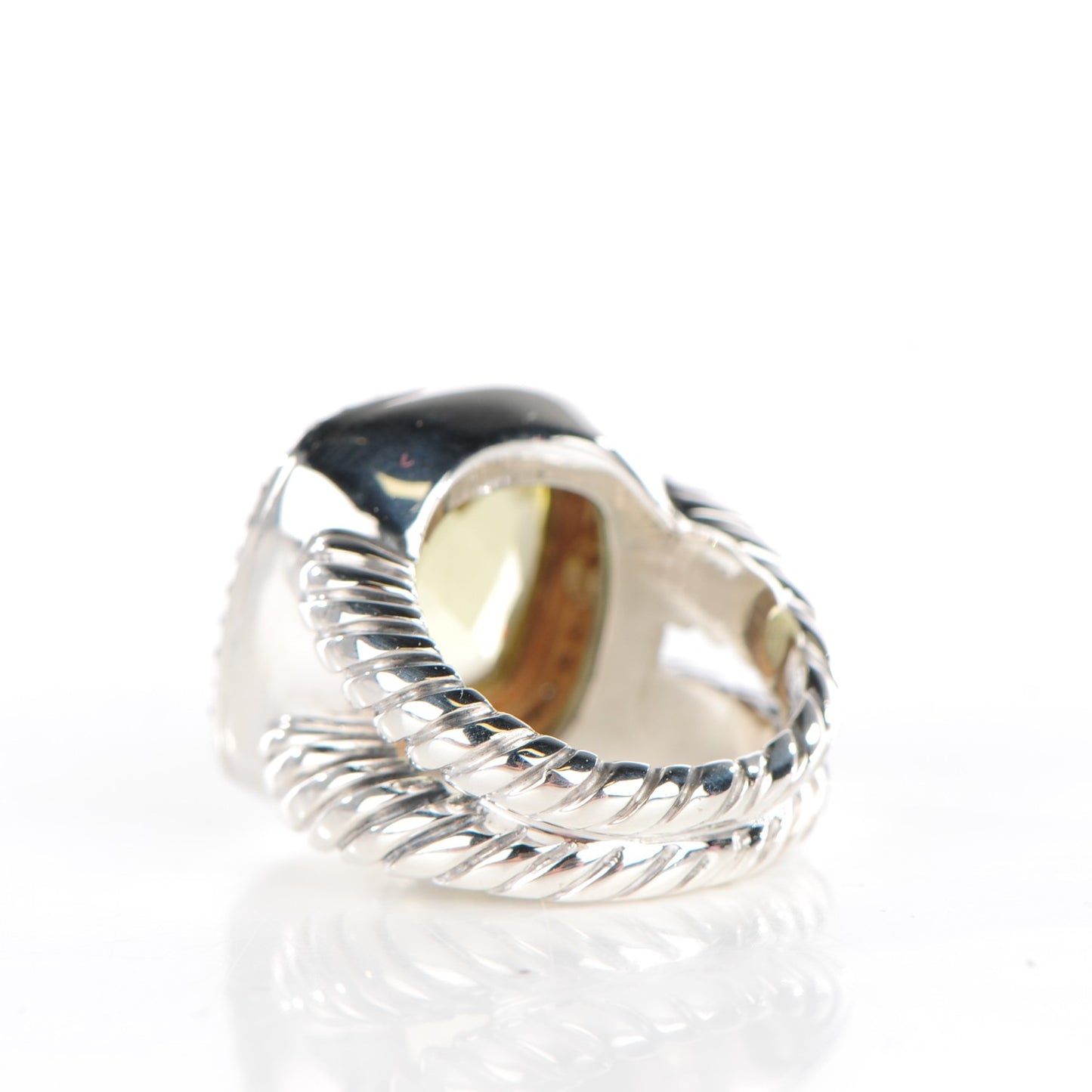 Sterling Silver 18K White Gold Diamond Lemon Quartz 14mm Albion Ring 47 4