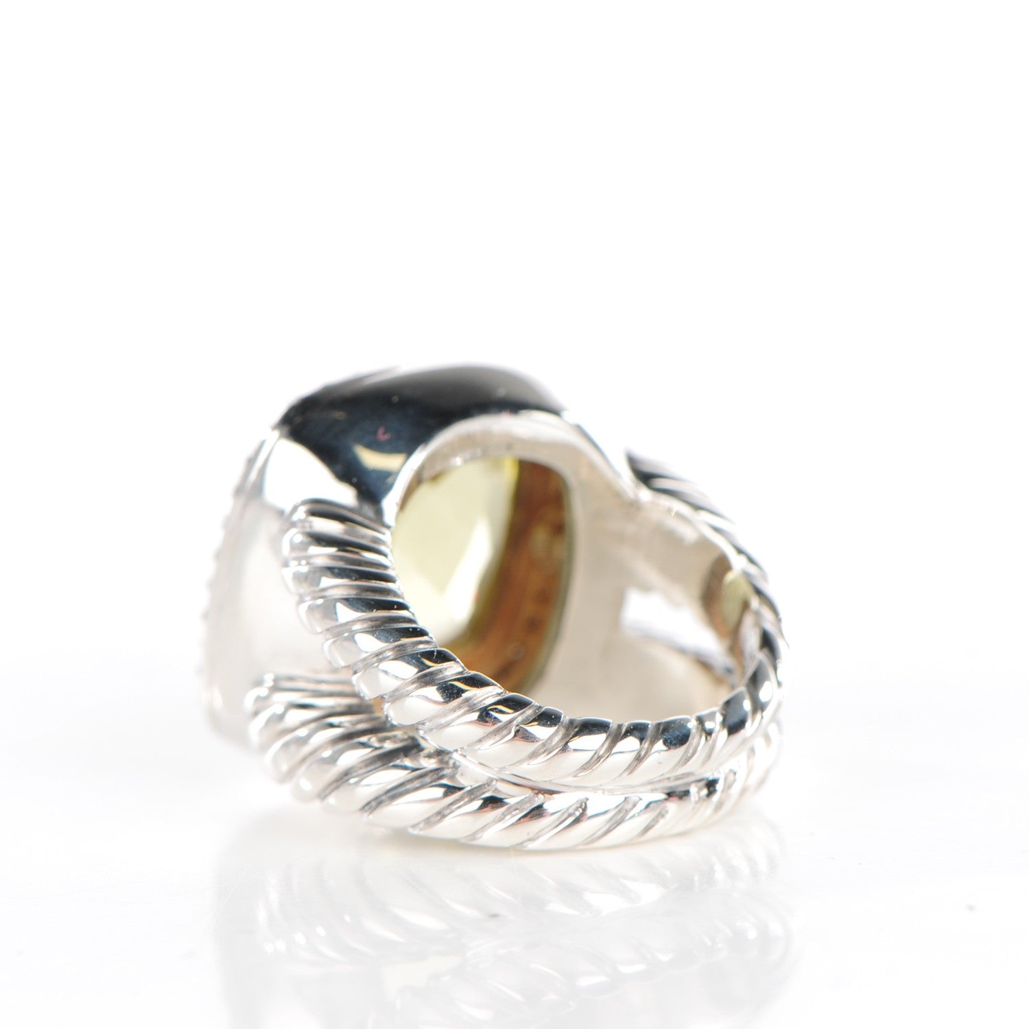 David Yurman Sterling Silver 18K White Gold Diamond Lemon Quartz 14mm Albion Ring 47 4 3 of 12