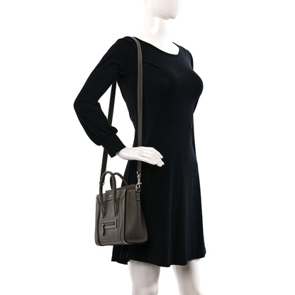 Celine Drummed Calfskin Nano Luggage Souris 2 of 9