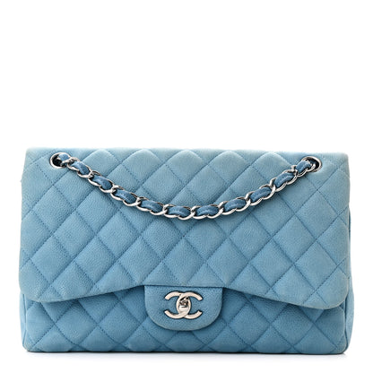 Chanel Iridescent Caviar Quilted Jumbo Double Flap Blue 1 of 10