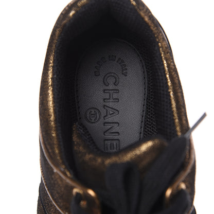 Chanel Metallic Fabric Calfskin Womens CC Sneakers 39 Golden Brown 7 of 7