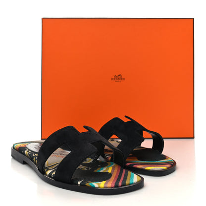 Hermes Suede Goatskin Oran Sandals 35.5 Black 9 of 9