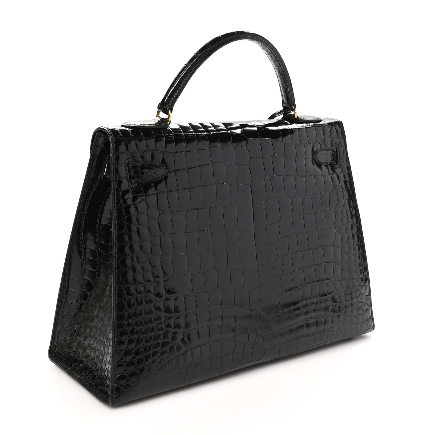 Shiny Porosus Crocodile Kelly Sellier 32 Black