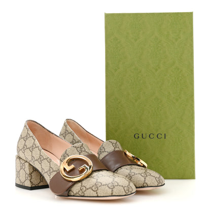Gucci GG Supreme Monogram Malaga Kid Blondie Pumps 37.5 Beige Ebony New Acero 10 of 10