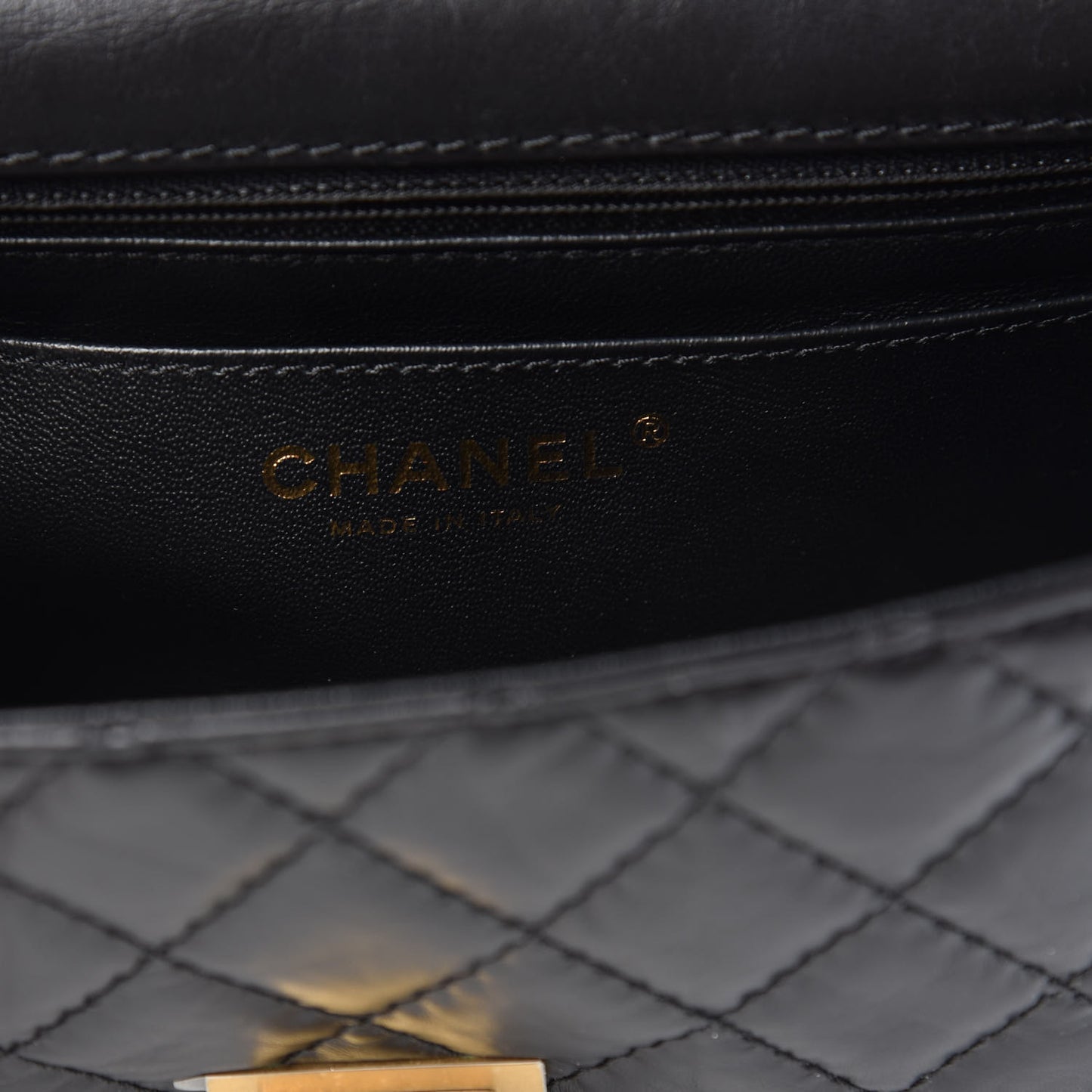 Aged Calfskin Quilted 2.55 Reissue Mini Flap Black