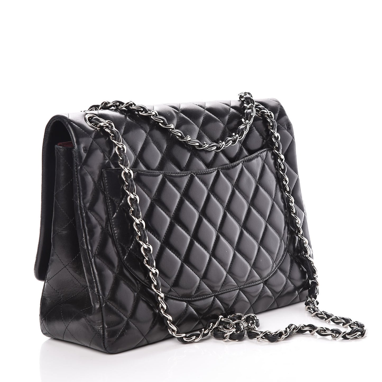 Lambskin Quilted Maxi Single Flap Black