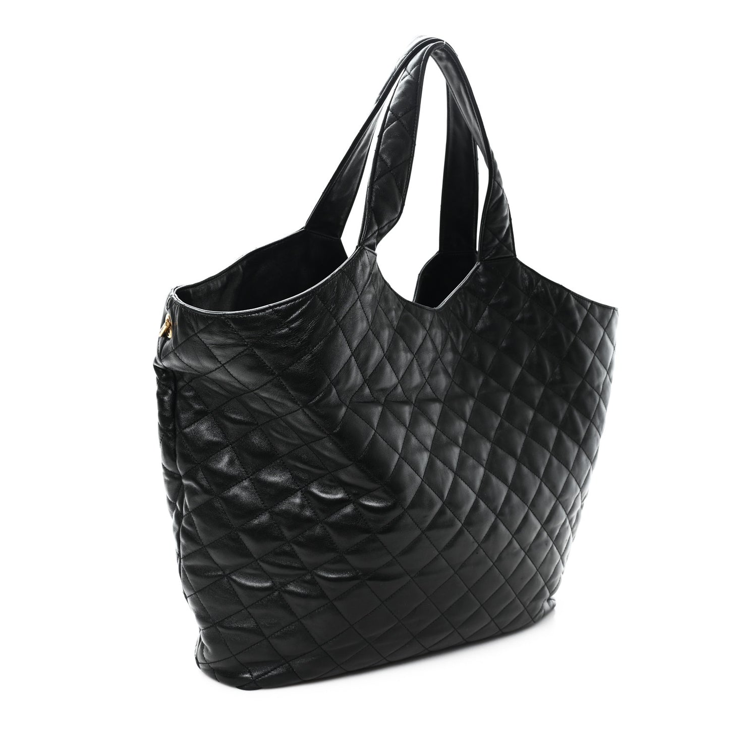 Lambskin Quilted Maxi Icare Shopping Tote Black