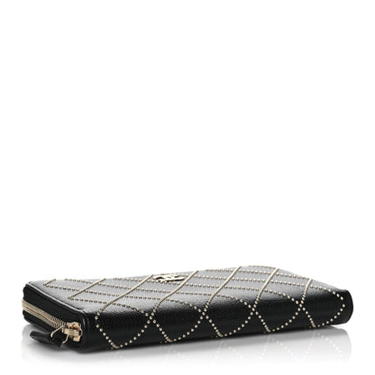 Chanel Shiny Lambskin Studded Rock The Diamond CC Zip Around Wallet Black 4 of 9