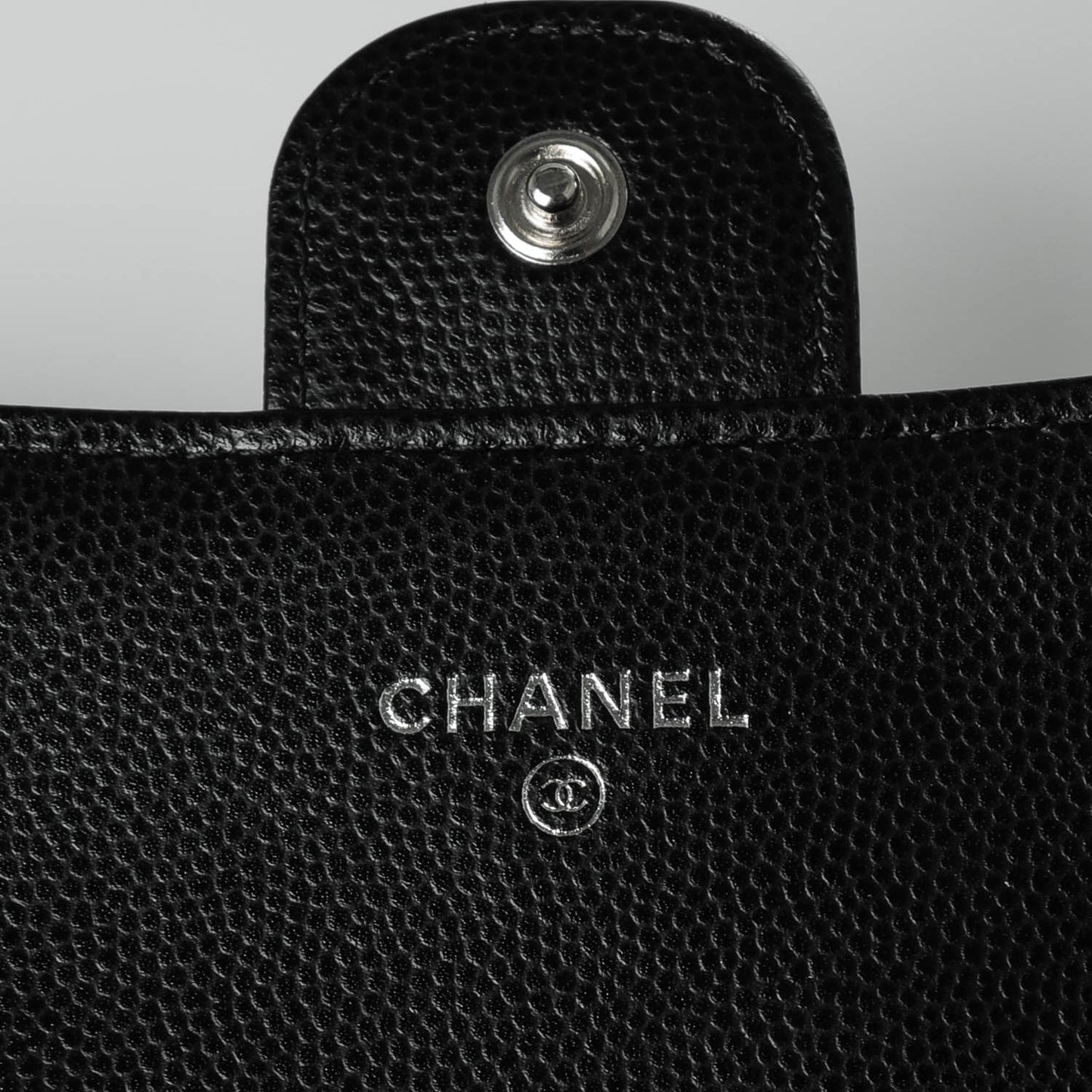 Caviar Chevron Quilted Large Flap Wallet Black