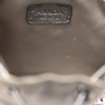 Prada Satin Crystal Drawstring Pouch Crossbody Silver 9 of 11