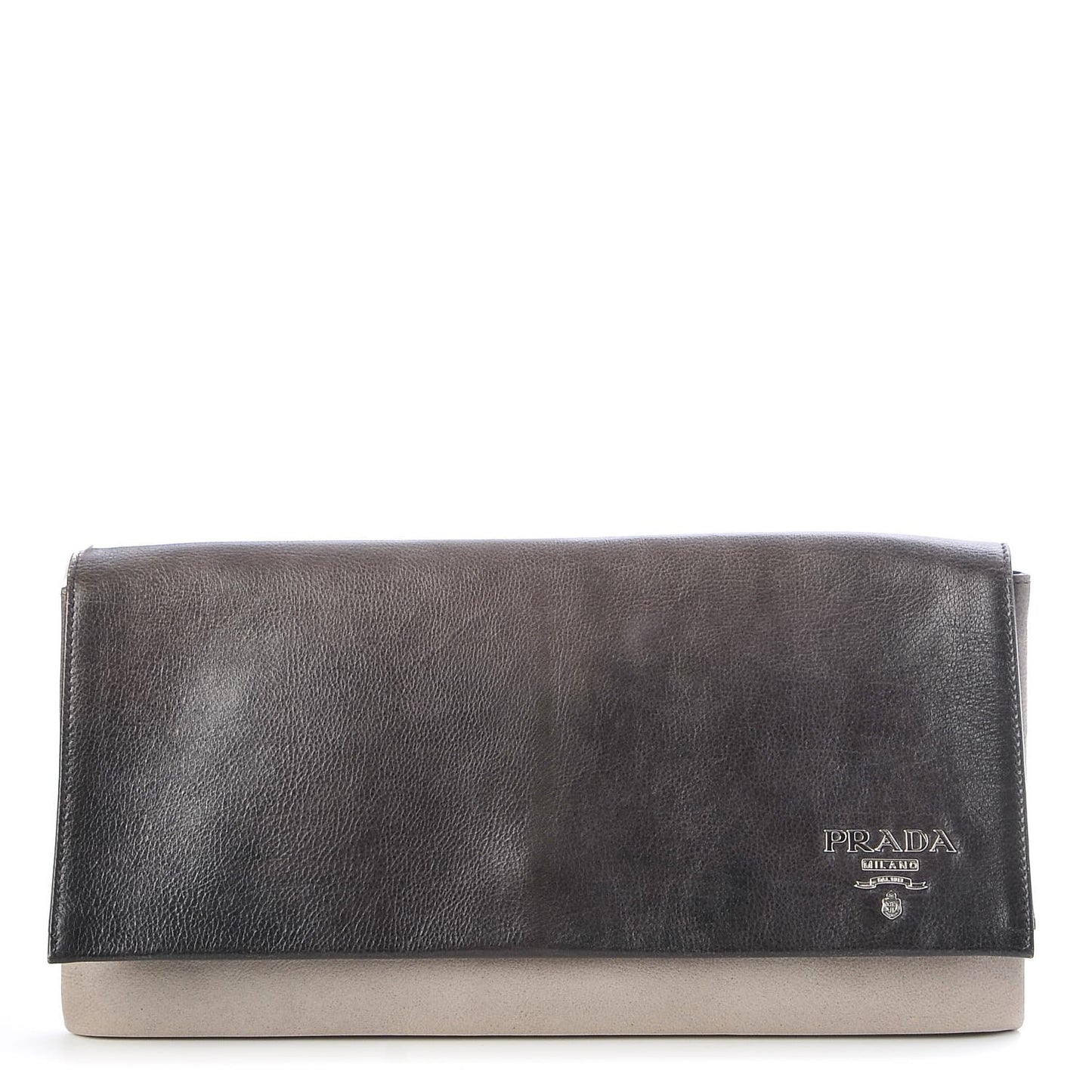 Glace Calf Fold Over Clutch Ombre Ardesia Talco