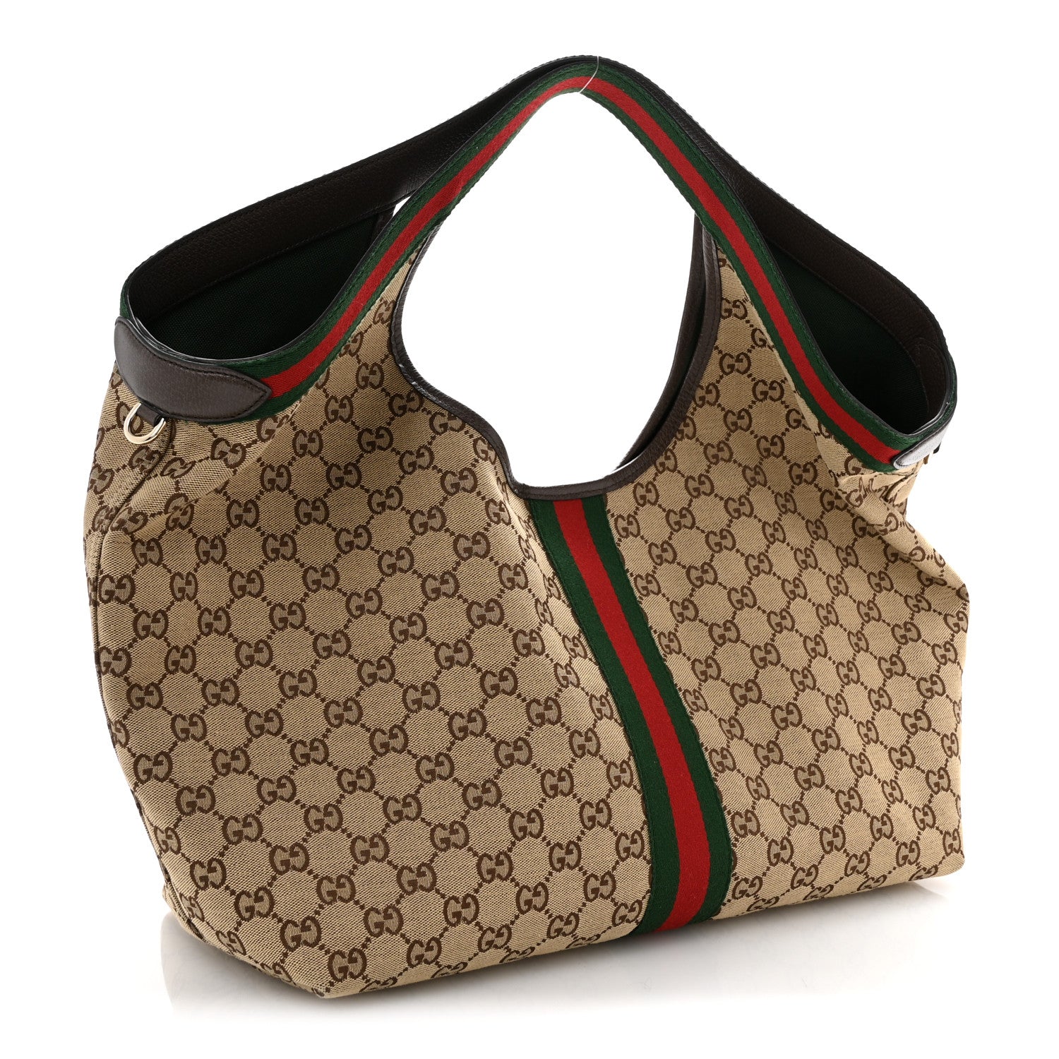 Gucci GG Monogram Web Large Giglio Tote Beige Brown 4 of 10