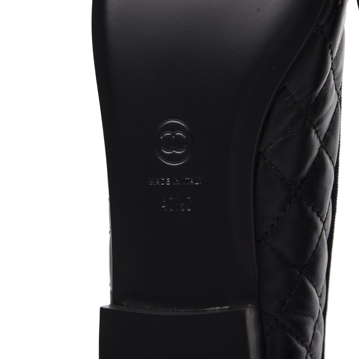 Aged Calfskin Quilted CC Cap Toe Ballerina Flats 40.5 Black
