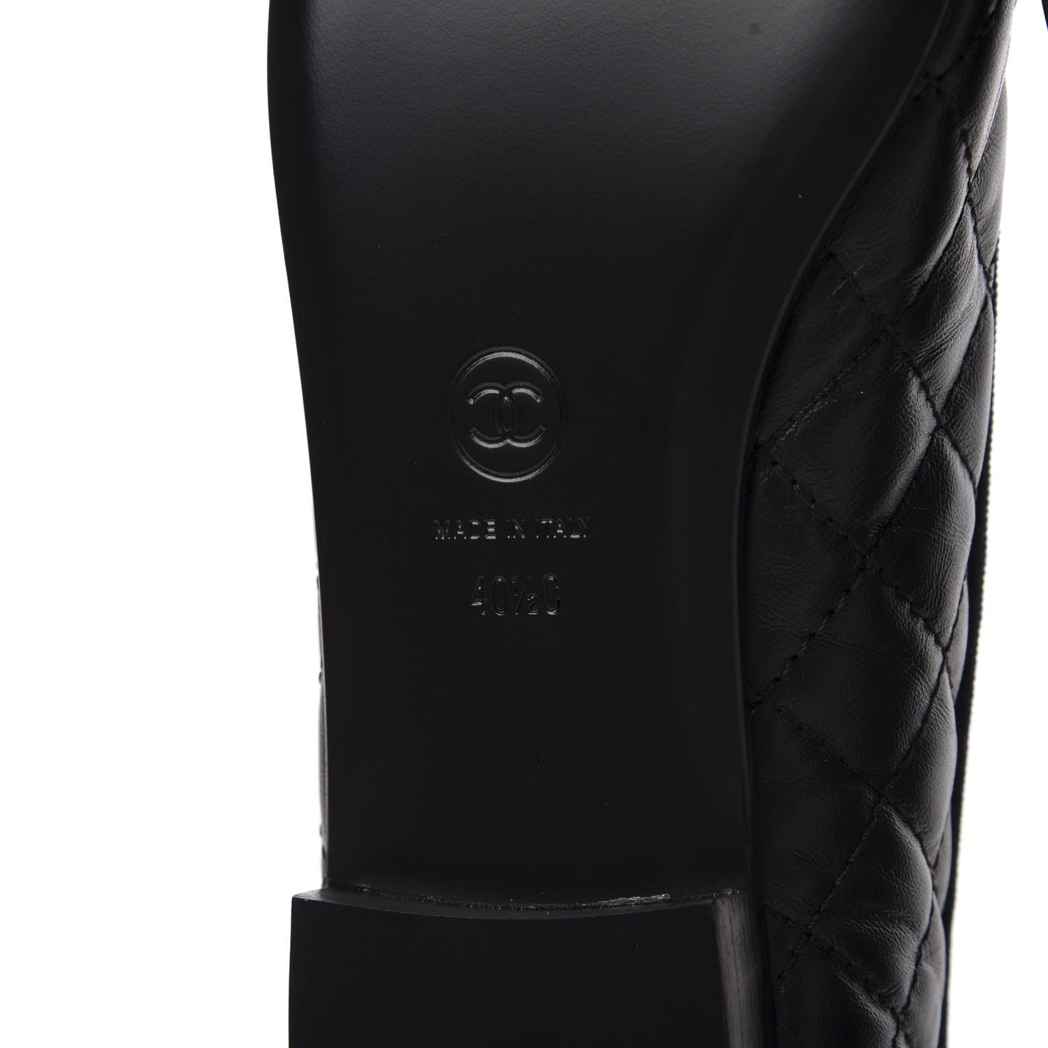 Chanel Aged Calfskin Quilted CC Cap Toe Ballerina Flats 40.5 Black 8 of 10