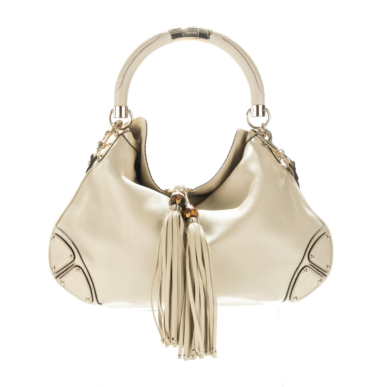 Gucci Calfskin Large Indy Top Handle Hobo Off White 1 of 7