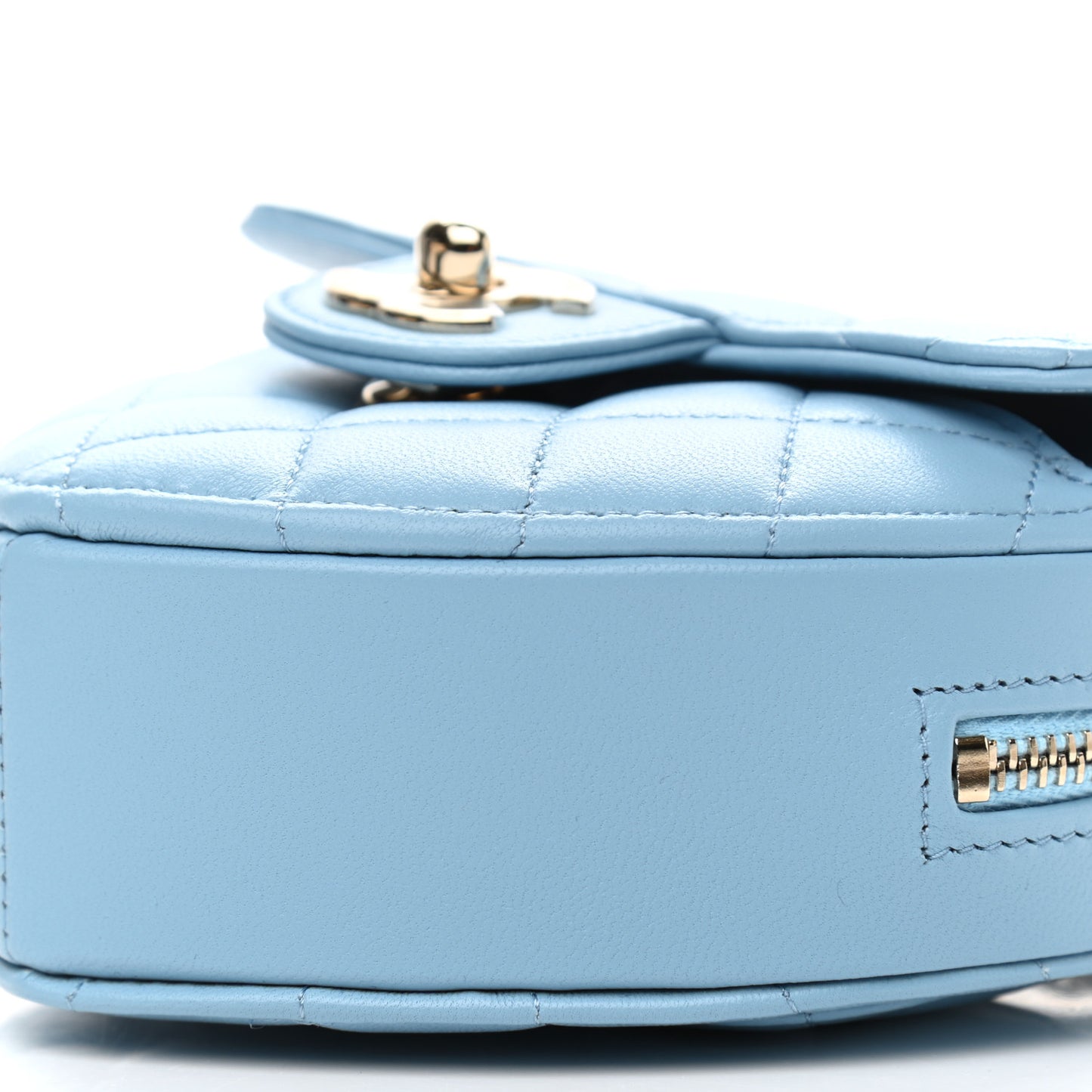 Lambskin Quilted CC In Love Heart Clutch With Chain Light Blue
