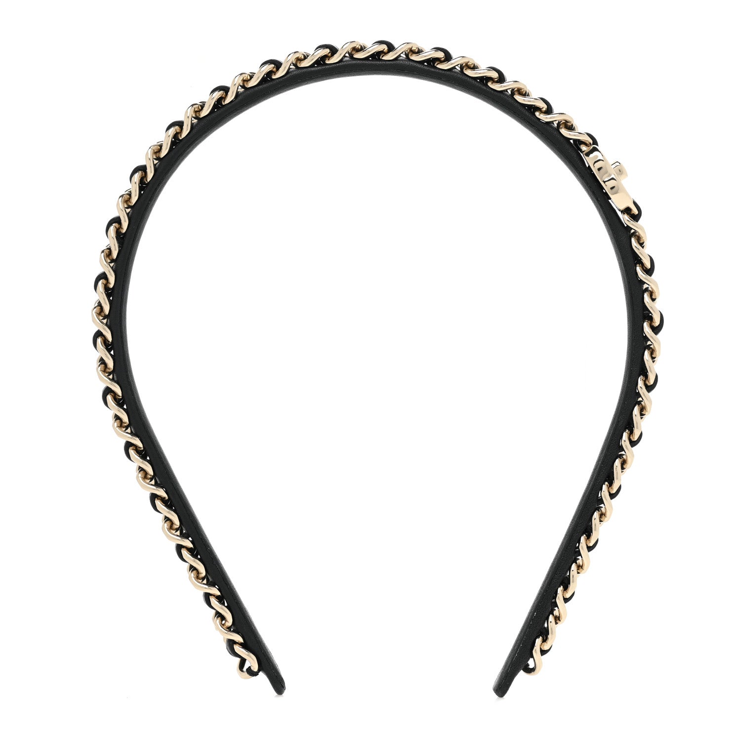 Chanel Metal Lambskin CC Turnlock Chain Headband Gold Black 1 of 6