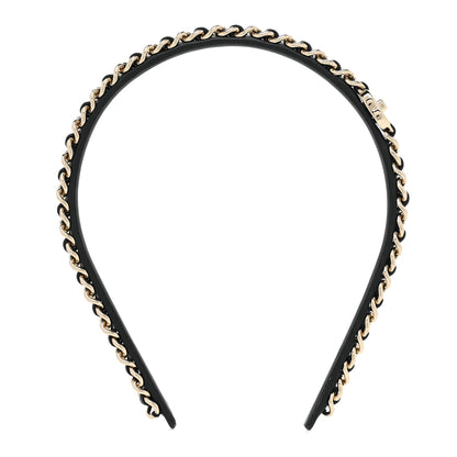 Chanel Metal Lambskin CC Turnlock Chain Headband Gold Black 1 of 6